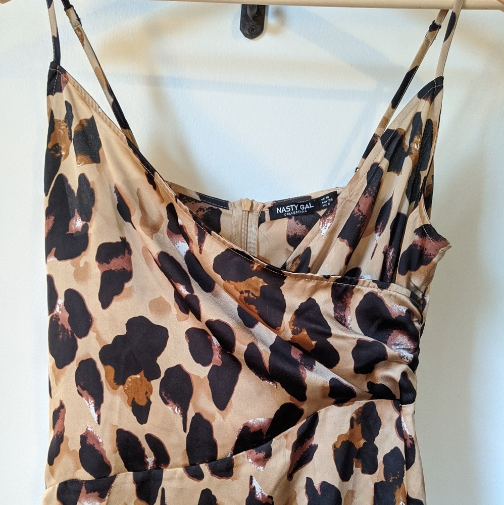 Nasty Gal leopard print dress, midi, size 6